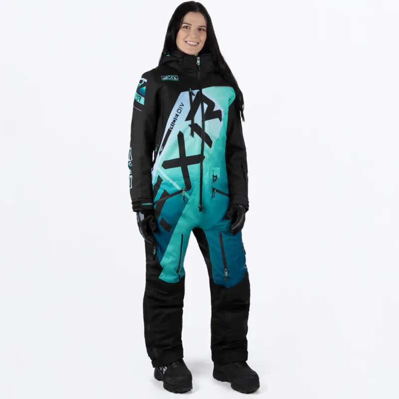 FXR W CX Lite Monosuit, black/mint fade