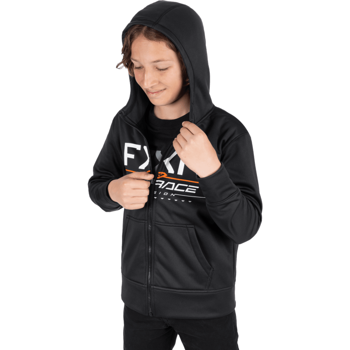 FXR Yth Race Division Tech Zip Hoodie 26, black/orange